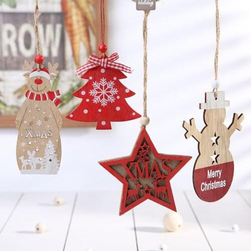 Wooden Christmas Ornaments Kids Toys Gift For Chirstmas Tree Hanging Pendants Xmas Decoration For Home Party 2021 New Year Noel