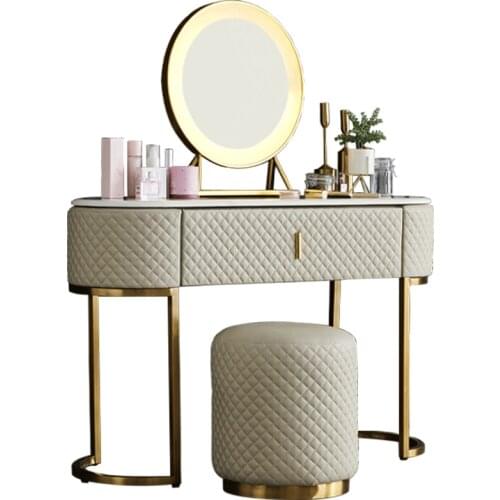 Italian light luxury dressing table ins wind high sense marble face size apartment gold-plated with mirror
