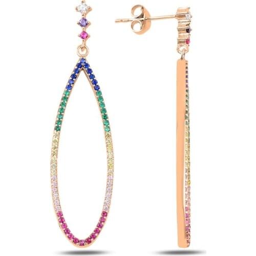 KUTAYDAN Mixed Color Zircon Earrings 925 Sterling Silver