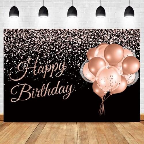 Laeacco Pink Balloons Stars Sequins Birthday Party Custom Photography Backdrop Photographic Photo Background For Photo Studio