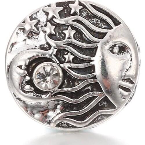 10pcs/lot 18mm Metal Sun Moon Star Snaps Jewelry Mixed Snap Buttons For The Bloomer Snap DIY Jewelry