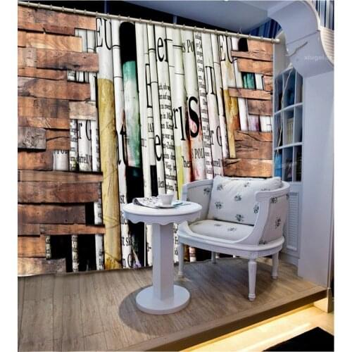 Curtain Design Fashion Customized 3D Curtain Retro, Wooden Blocks, Letters Bed Room Drapes Cortinas Office Hotel Cortinas