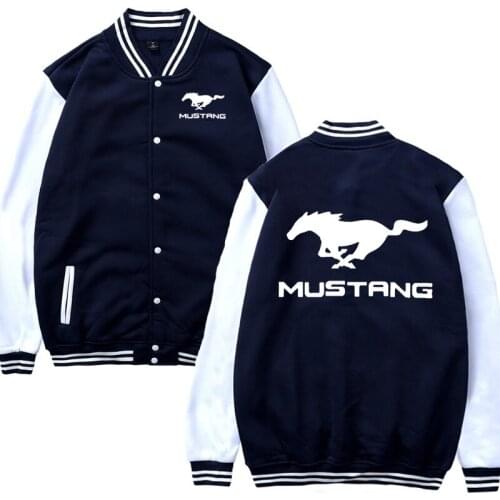 2021 Mens Baseball Jacket Mustang Car Logo Printed Casual Harajuku Sweatshirts Mens Baseball uniform Slim Fit Unisex Clothing
