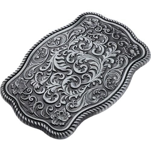 Men Tribal Western Gunmetal Belt Buckle Cowboy Accessories Vintage Tone
