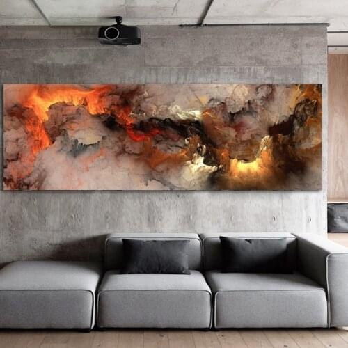 DDWW Wall Art Picture Canvas Print Abstract Landscape Painting Fire Cloud Poster Prints Living Room Home Decor No Frame