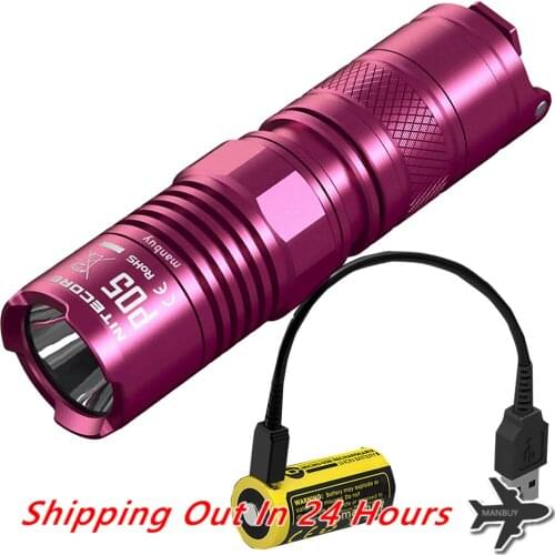 Nitecore P05 Flashlight + Micro-USB Port 650mAh NL1665R Rechargeable Battery +Cable Mini Self-Defense Outdoor Camping EDC Torch