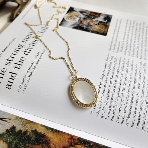 Nordic style oval shell necklace short neck chain 925 sterling silver necklace female elegant jewelry necklace
