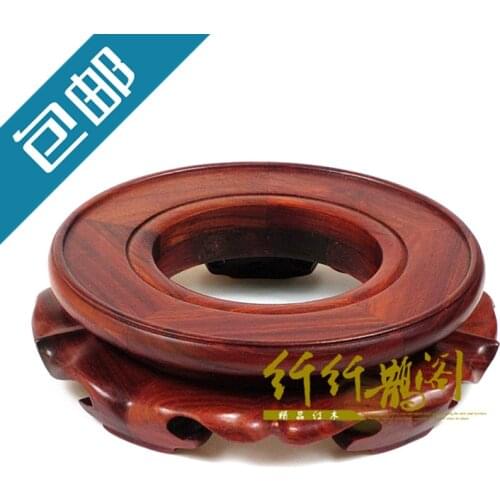 Redwood hollow out carved base fish tank pedestal vase bonsai stand home decoration