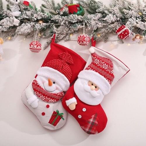Christmas Stocking Sock Ornaments Knitted Santa Candy Bag Snowman Gift Bag Holders Decoration Socks Party Supplies