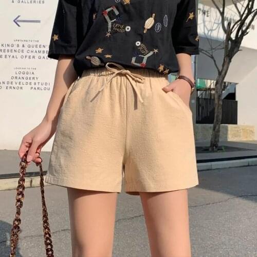 New Womens Shorts Hot Summer Girl Casual Cotton Linen Shorts Plus Size Mid Waist Female Fashion Woman Streetwear Short Pants