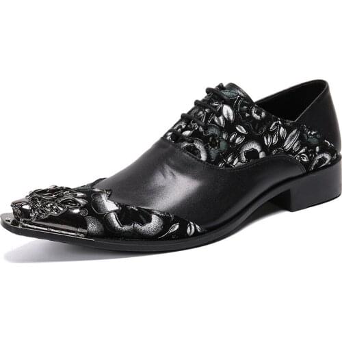 New Summer Casual Mens Classic Fashion Shoes Breathable Pointed Metal Personality Cowhide Leather Mens Shoes