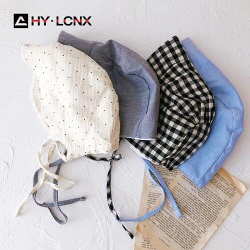 Korean New Boys Girls Cotton Breathable Big Brim Sun Hat Children Outdoor Leisure Adjustment Belt Solid Color Hat