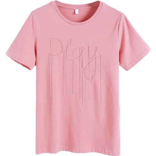VOLOCEAN Womens Cotton Tops 2019 Women Summer Solid Shirt Tees Rivet T-Shirt Woman Blusas Tshirt Female Oneck Top Tee