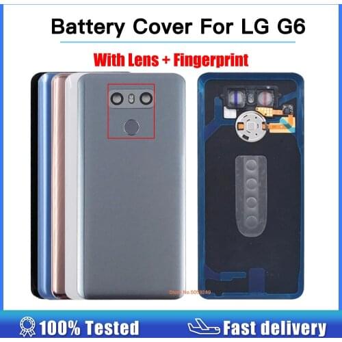 Back Battery Cover Rear Door Panel Housing Case For LG G6 Battery Cover with Lens Frame Fingerprint Flex Cable Adhesive Sticker