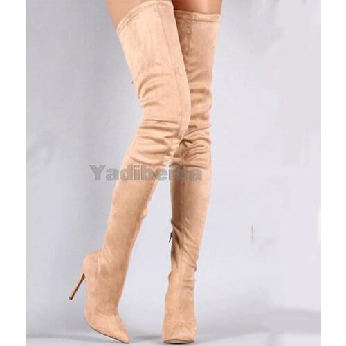 Womens Boots Stiletto Heel Boots Pumps Pointed Toe Over-the-Knee Crotch High Boots Women Thigh High Boots Autumn Winter Shoes
