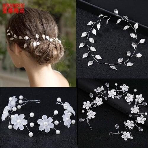 Fashion Crystal Bridal Wedding Hair Accessories Pearl Headbands For Women White Lace Floral Tiara Elegant Hair Jewelry