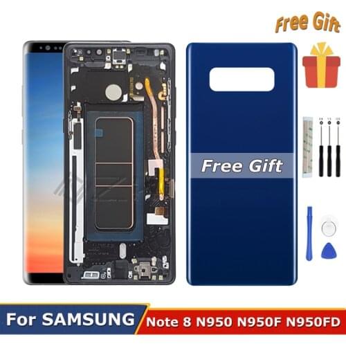 6.3" Burn AMOLED For SAMSUNG Galaxy Note 8 LCD Display Touch Screen sm N950A N950U N950fd N950w Digitizer Parts With Back Cover