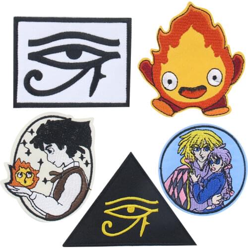 Holy Eye of Horus Egypt Mythology Anime Cartoon Fire Briquettes Elf Embroidery Patch DIY Clothes Badge Applique Decor Accessory