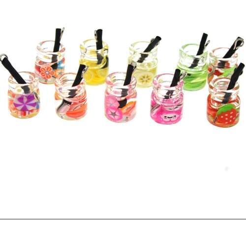 10pcs Simulation Milk Tea Fruit Wine Bottle Resin Charms Keychain Earrings Necklace Pendant Accessories Crafts Jewelry XL931