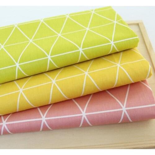 100% cotton green yelllow pink big rhombuss twill cloth DIY for kids crib bedding tent cushions handwork decor patchwork tissue