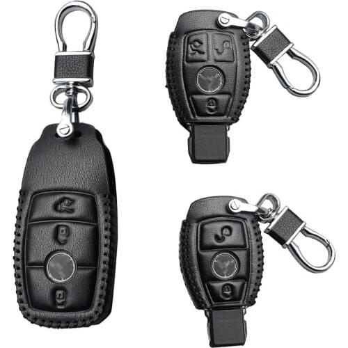 2019 Hot Leather Auto Car Key Cover Keychain Case For Mercedes Benz CLS CLA GL R SLK AMG A B C S Class Remote Holder Accessories