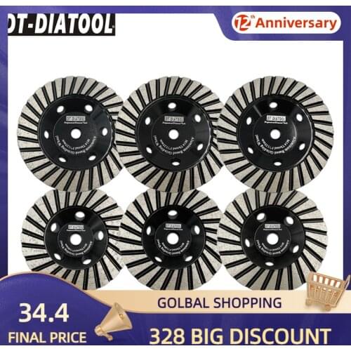 DT-DIATOOL 1pc Dia 100 or 125mm M14 Aluminum Based Grinding Cup Wheel Diamond Grinding Disc 4"/5" Granite Marble Grinding Wheel