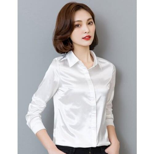 Women Spring Autumn Style Blouses Shirts Lady Casual Long Sleeve Turn-down Collar Imitate silk blusas Tops ZZ0595