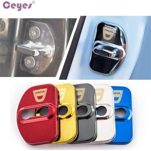 Ceyes 4x Car Door Lock Cover For Dacia Logan MCV Sandero Stepway Lodgy Styling Lock Protective Cover Shell Accessories