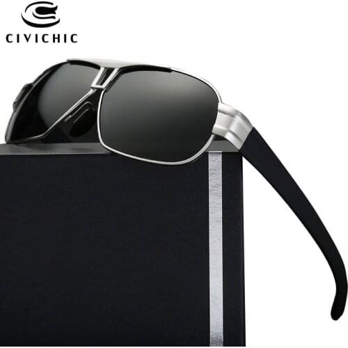 CIVICHIC Stylish Men Polarized Sunglasses Brand Designer Classic Eyewear Blue Film Plated Oculos De Sol HD Driving Lunettes E179