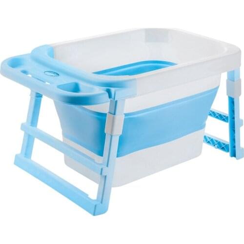 Baby Bathtub Folding Bath Bucket Childrens Bath Bucket Swimming Bucket Household Baby Bathtubs Large Newborn Can Sit tub
