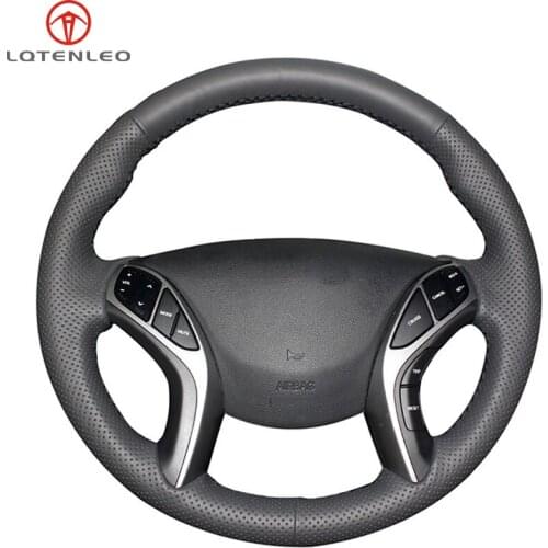 LQTENLEO Black Artificial Leather Car Steering Wheel Cover For Hyundai i30 2012-2017 Elantra 2011-2016 Elantra GT 2013-2017