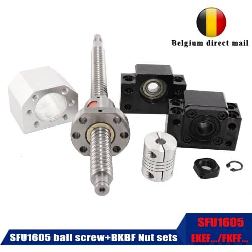 Belgium direct mail SFU1605 rolled ball screw end machined+ ballnut+nut housing+BK12 BF12 EK12 EF12 FK12 FF12 support+coupler