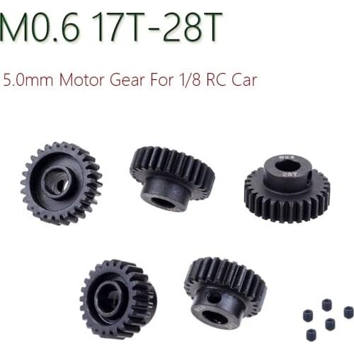 M0.6 5.0mm 17T 18T 19T 20T 21T 22T 23T 24T 25T 26T 27T 28T Steel Pinion Motor Gear Set for RC 1/8 Car