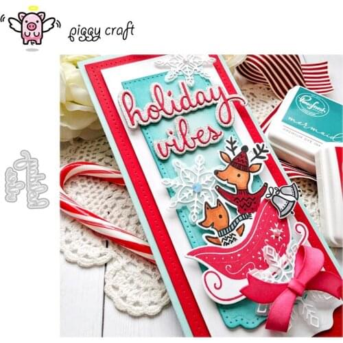 Piggy Craft metal cutting dies cut die mold Holiday wishes letters Scrapbook paper craft knife mould blade punch stencils dies