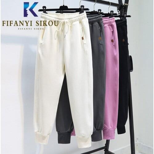 Fashion High waist Harem Pants Women Autumn Winter Thick Warm Elastic Waist Sweatpants Casual Joggers High Quality Long Trousers