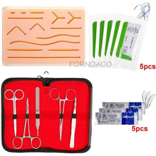 Surgical Suture Training Kit Skin Operate Practice Model Pad Needle Scissors Tool Kits Teaching Equipment Dental