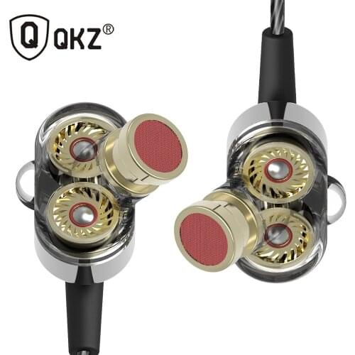 QKZ DM8 Earphones In-ear Dual Unit Earphones HiFi Subwoofer Wired Earphones for iPhone Samsung Mobile Phone Tablet MP3 Player