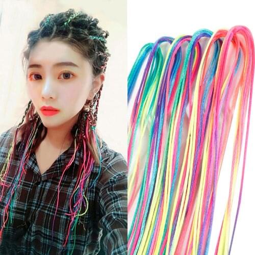1 Pack Mix Color Braided Hair Rope Silk Thread Webbing Handmade Ribbon Fashion Women Girls Hair Styling Tools