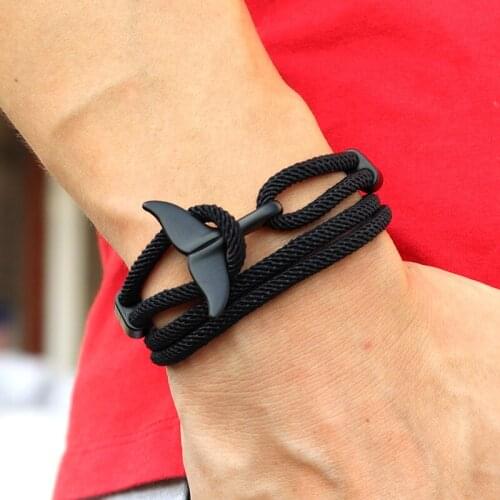 Hand Braided Whale Tail Viking Bracelet Charms Handmade Red Rope Braslet For Men Wristband String Adjustband Jewelry Homme