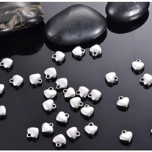 50Pcs/Lot Stainless Steel Material Love Heart Charms Pendant DIY For Jewelry Makings Findings