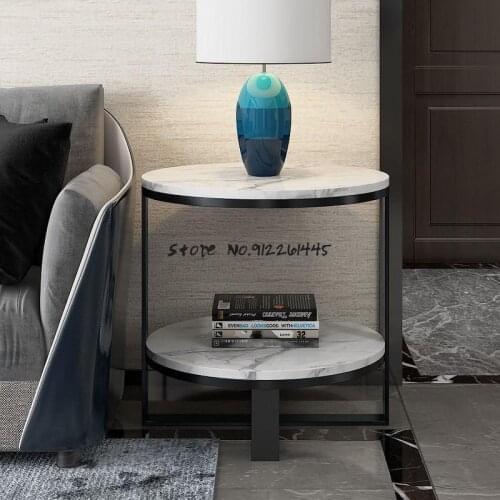 Nordic Light Luxury Style Marble Edge Bedside Table Small Edge Sofa Edge Table Corner Creative Round Table Living Room