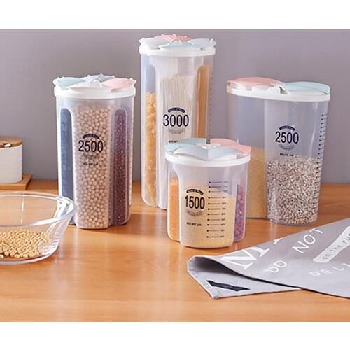 Transparent Sealed Storage Box Grains Food Storage Tank Household Kitchen Cans Containers Dry Cereals Jar Rice Bean Dispenser