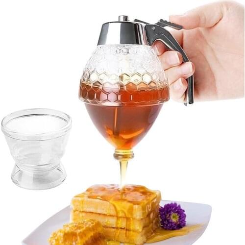 Pulp Juice Transparent Glass Handy Trigger Release Elegant Design Durable And Safe Honey Syrup Dispenser
