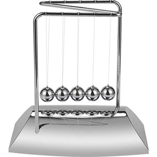 Newton Balls Bring 5 Balls, Z Shape Newton Cradle, Electroplated Metal Material Pendulum Balls with Base,Physics Gadget