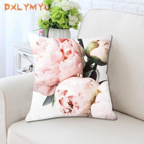 Modern Decorative Throw Pillow Case Flower Print Cushion Case for Room Bedroom Room Sofa Chair Car 18 x 18 Inch No Filler