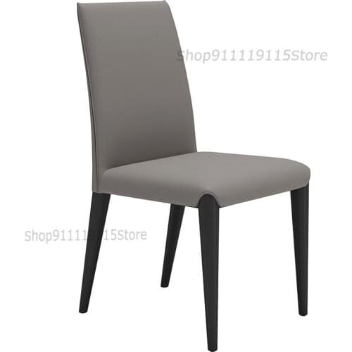 Nordic Dining Chair Modern Simple Restaurant Household Soft Bag Dining Stool Back Chair Beige High Grade Hotel Temperament Leath