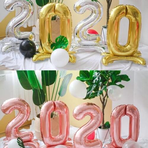 Standing Number Figure Balloons Happy Hirthday Party Decorations Foil Stand Ballons Party Decor Adult Baby Shower Supplies