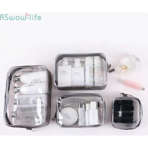 Classic Transparency Storage Bag Wash Cosmetics Supplies Luggage Organizer Bathroom Travel PVC Portable Packing Waterproof Bags