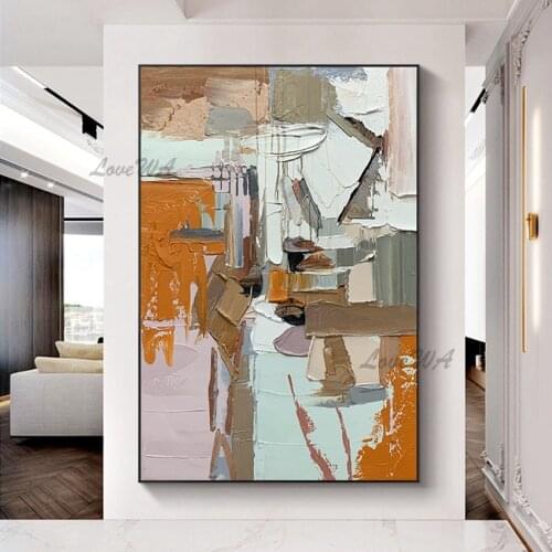 Texture Thick Acrylic Oil Painting Pure Handmade Wall Hanging Knife Canvas Picture Art Pieces For Hotel Hall Decoration