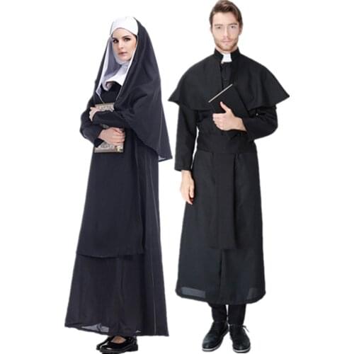 Traditional Sister Nun Costume Adult Religious Catholic Priest Missionaries Cosplay Costumes